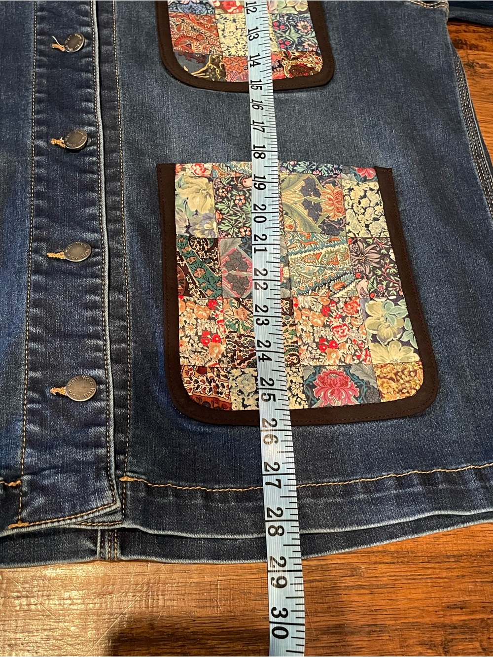 Denim Patchwork Pocket Jacket - Blue - Picture 8 of 8